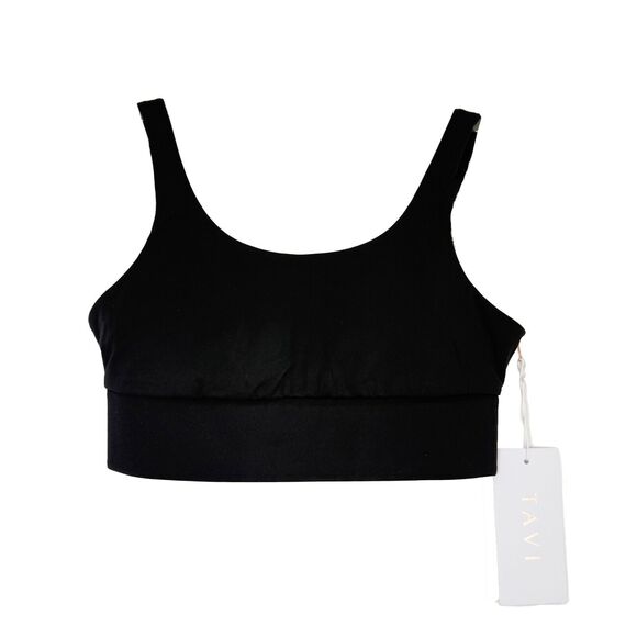 TAVI Empower Bra S Black Ebony Light Support Padded U-Back Sweat Wicking NWT B24 - Picture 2 of 6